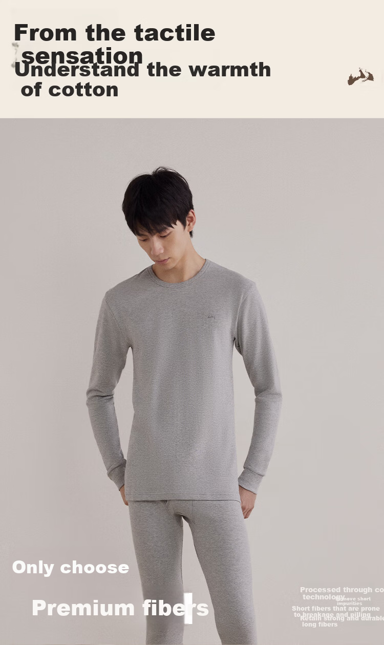 HLA 【Mountain Not High】 Autumn Cotton 210g 10A Antibacterial Mite-Resistant Thin Thermal Underwear Set for Men and Women 4
