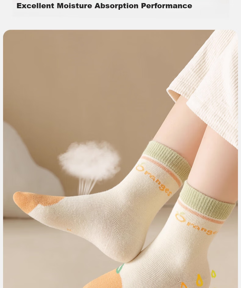 YUZHAOLIN 5 Pairs Children's Socks Girls Autumn Winter Solid Color Cotton Mid-Calf Antibacterial Deodorant Baby Princess Socks 3