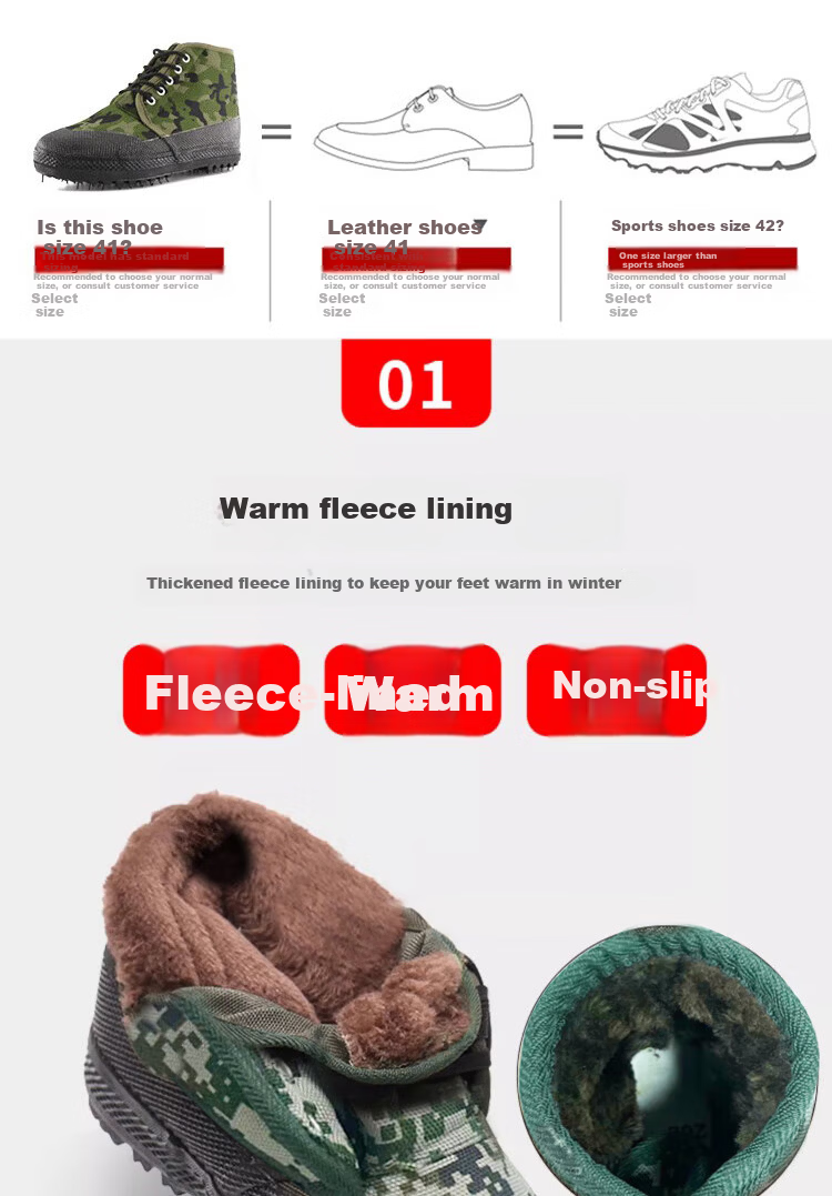 BOVFN High-Top Rubber Work Shoes Labor Protection Shoes Winter Non-Slip Camouflage 103 Cotton Size 42 3