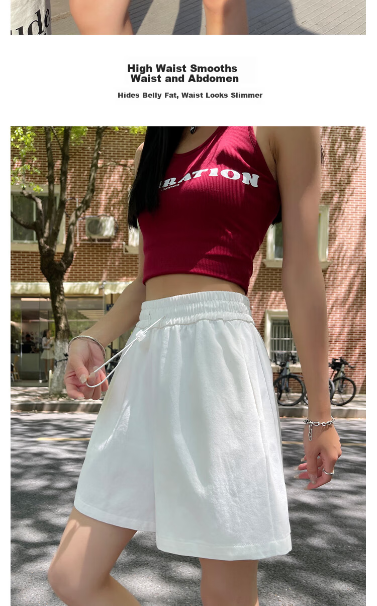 Borui Women's Summer Thin High-Waist A-Line Pure Cotton Slimming Wide-Leg Five-Point Shorts 2026 New Style 5