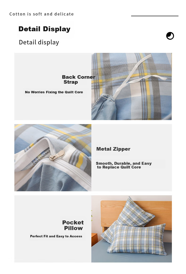 Jinhao Pure Cotton Quilt Cover A-Class Antibacterial Mite-Resistant 100% Cotton Duvet Cover for Double Bed 180*220 Lavender 6