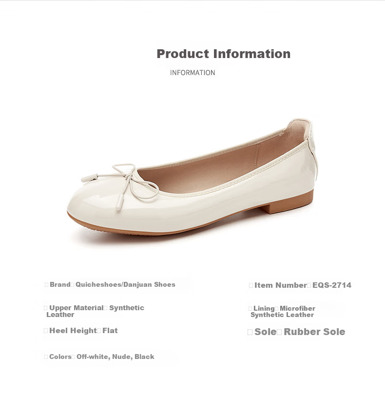 Quicheshoes Round Toe Mirror Surface Versatile Fashion Flat Shallow Mouth Women's Shoes Spring Summer Driving Shoes Soft Sole Black 37 5