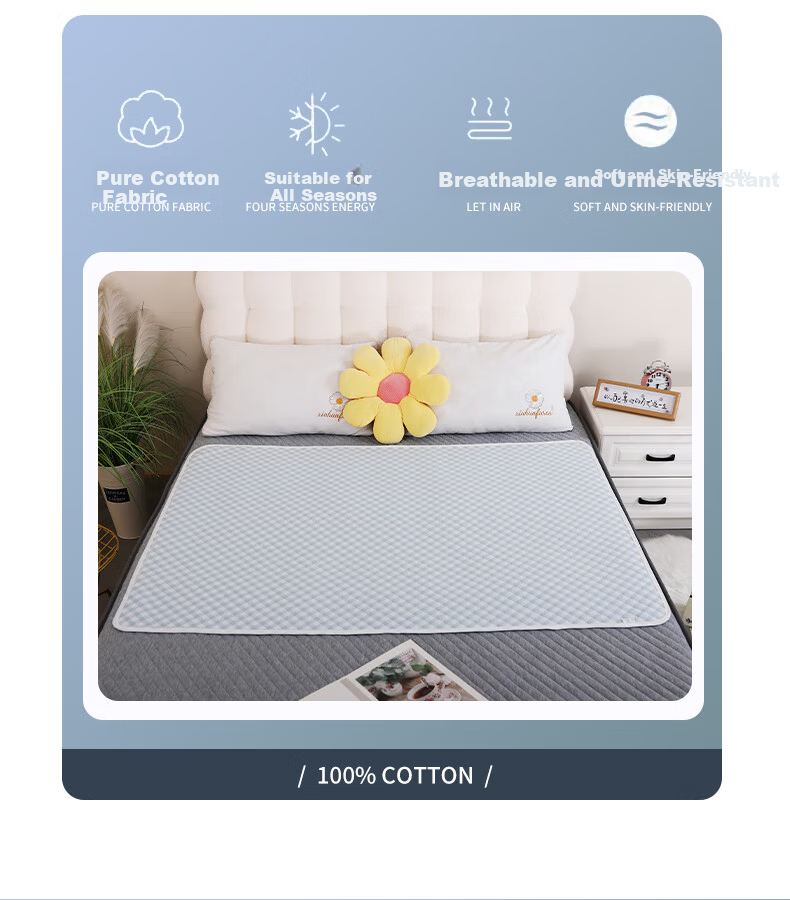 Xibeibei Pure Cotton Waterproof Washable Urine Pad for Elderly and Baby, Machine Washable Bed Mat, Leak-Proof Bed Sheet, Adult Care Pad 80x120cm 4