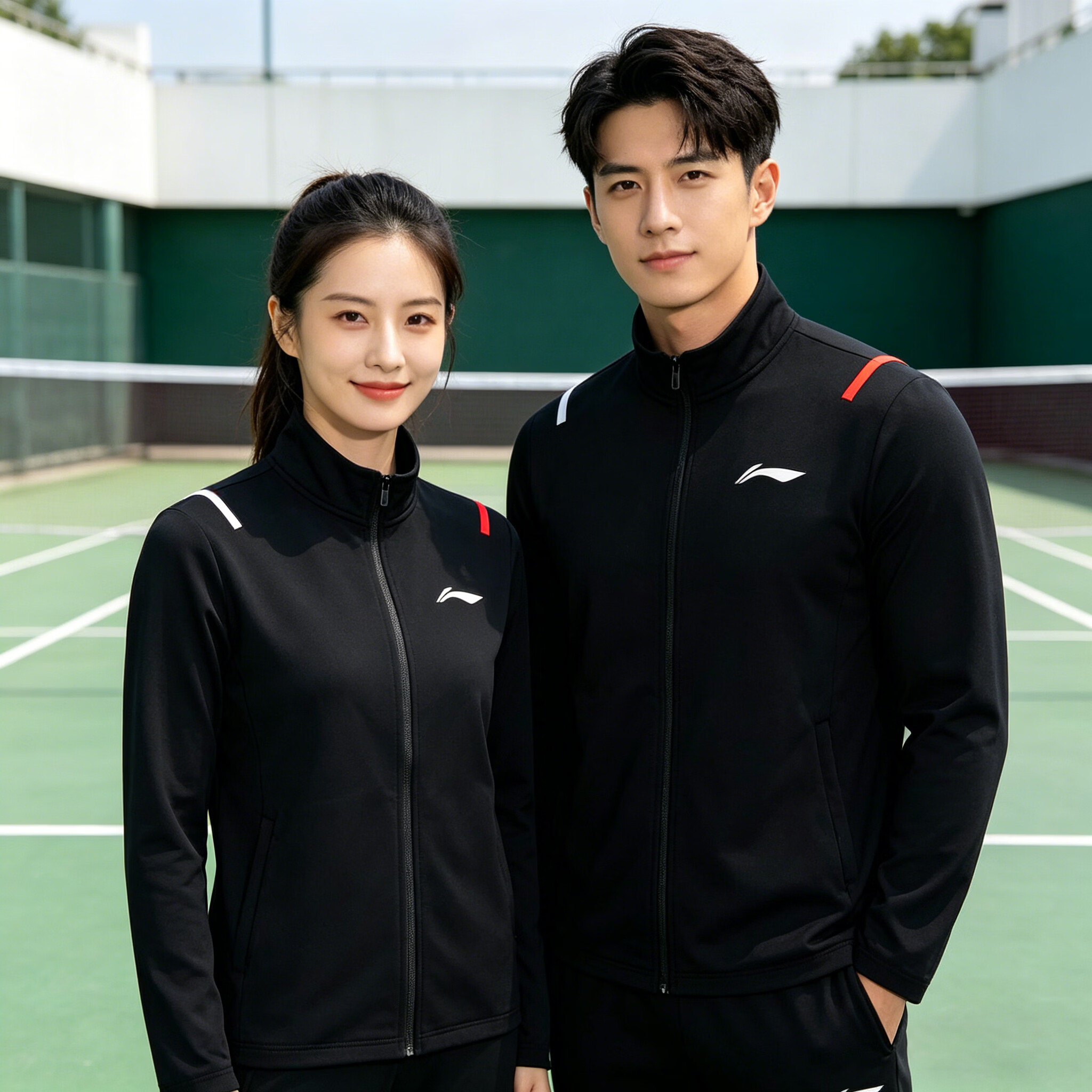 LI-NING Badminton Long Sleeve Sweatshirt Quick-Dry Hoodless Jacket Unisex AWDW257-1 Black L
