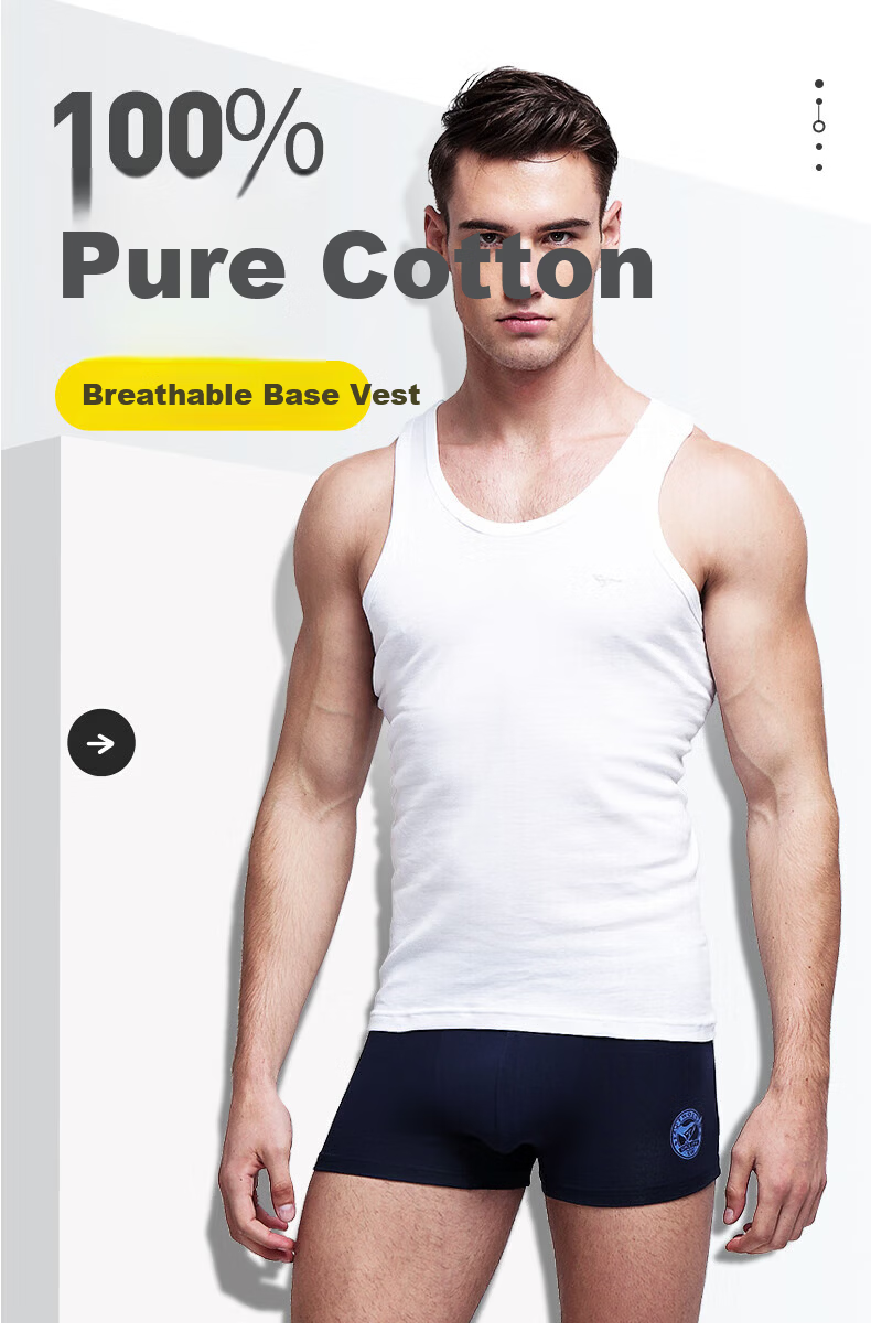 Septwolves Men's Sports Wide Shoulder Vest Casual Cotton Spandex Crew Neck Basic Tank Top Black 3XL 1