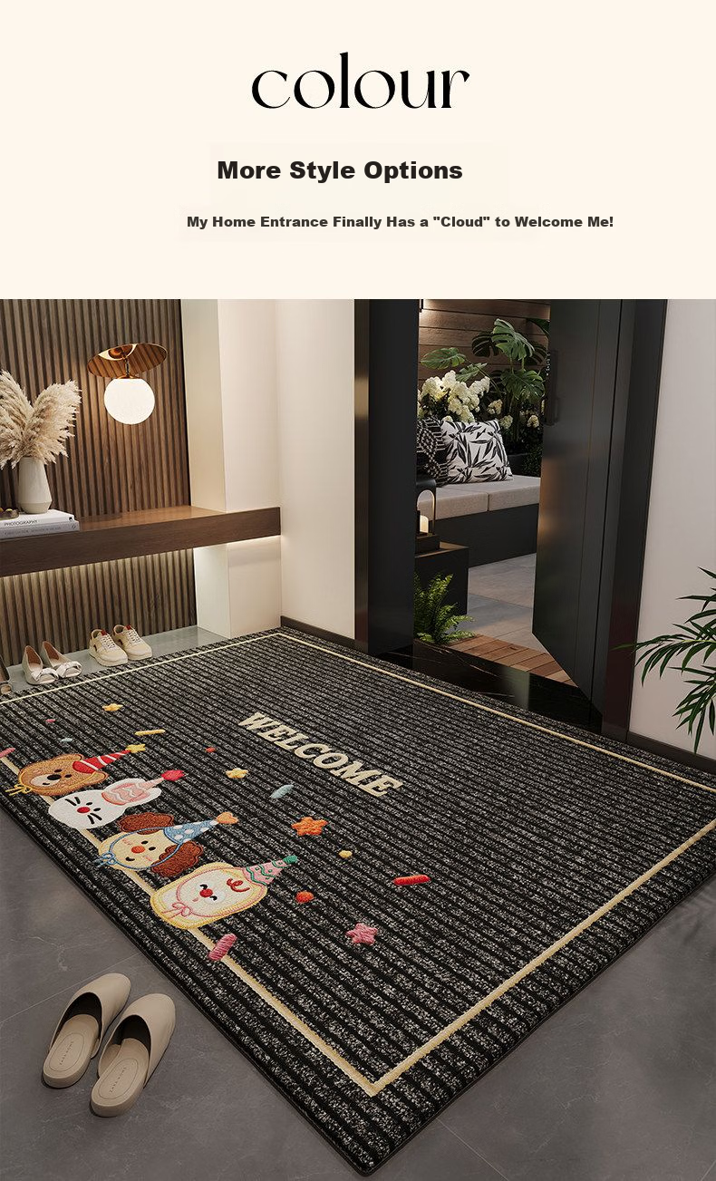 Bahainiao Cartoon Doormat for Horse Year, Cuttable, Dirt-Resistant, Entrance Hall Outdoor Foot Mat, Non-Slip, Mud-Scraping Door Mat 15