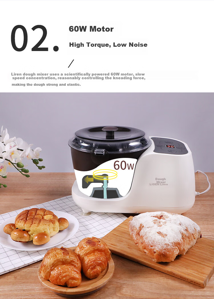 Liven 2025 New Model 7L Large Capacity Dough Mixer Fully Automatic Home and Commercial Kneading Machine Fermentation and Proofing Chinese and Western Chef Machine HMJ-D7621 14