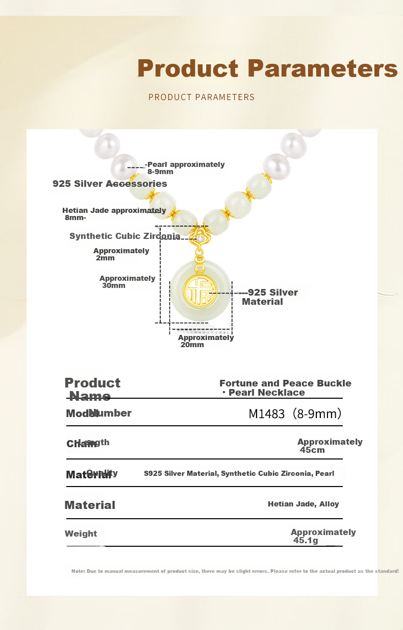 Qike Natural Pearl Necklace with Peace Buckle And Hetian Jade Pendant, Authentic Practical Gift for Wife Or Girlfriend on Valentine's Day 20