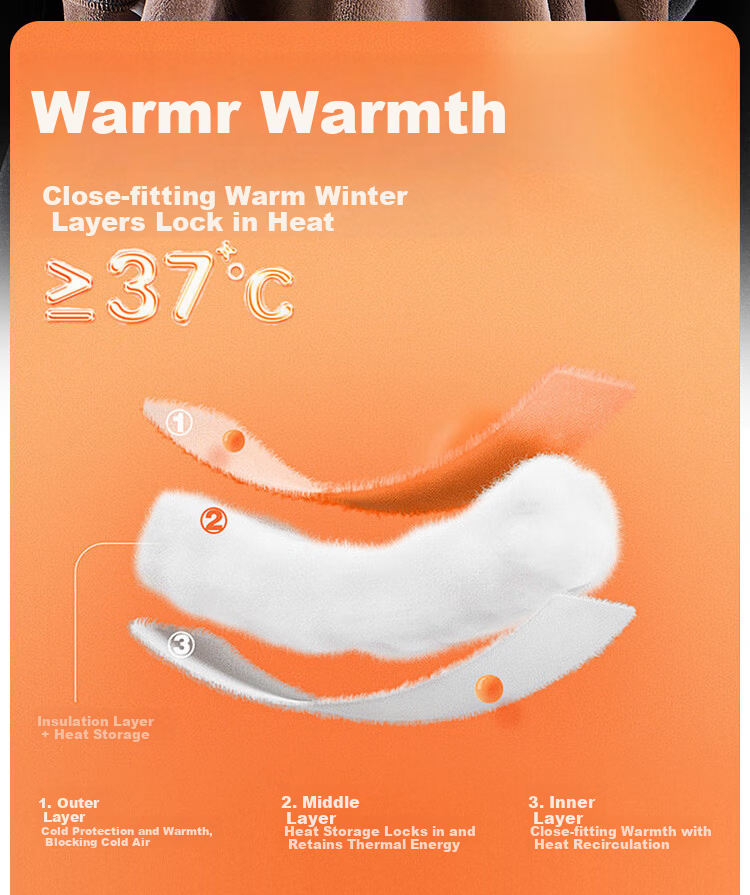 Langsha Men's Thermal Underwear Set Mid-Neck Autumn Winter Fleece Thickened Heating 10A Antibacterial Ultra-Soft Top and Bottom 16