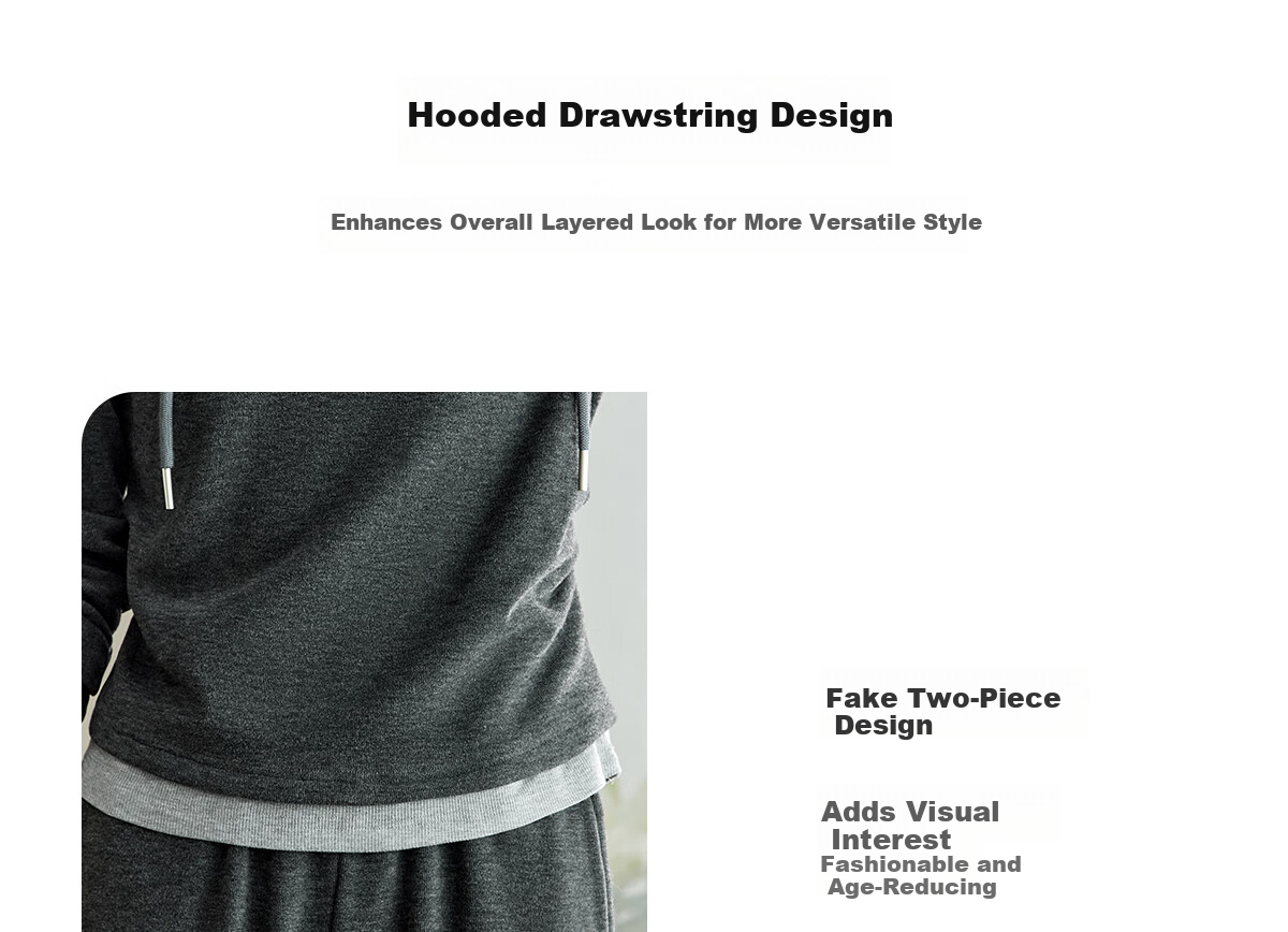 YUZHAOLIN 2025 Spring Casual Set Fake Two-Piece Sports Style Hooded Top with Straight-Leg Pants Set Y51K078 7
