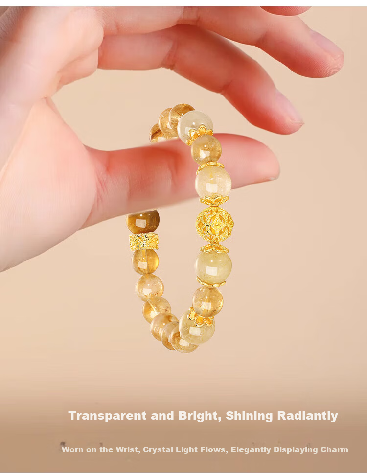Jinliufu Jixiang Yellow Crystal Bracelet for Women, Fortune-Attracting Chain, Little Tyrant, Daily Wealth, Natural Crystal Beads, Lucky Charm, Mother's Day Gift 4