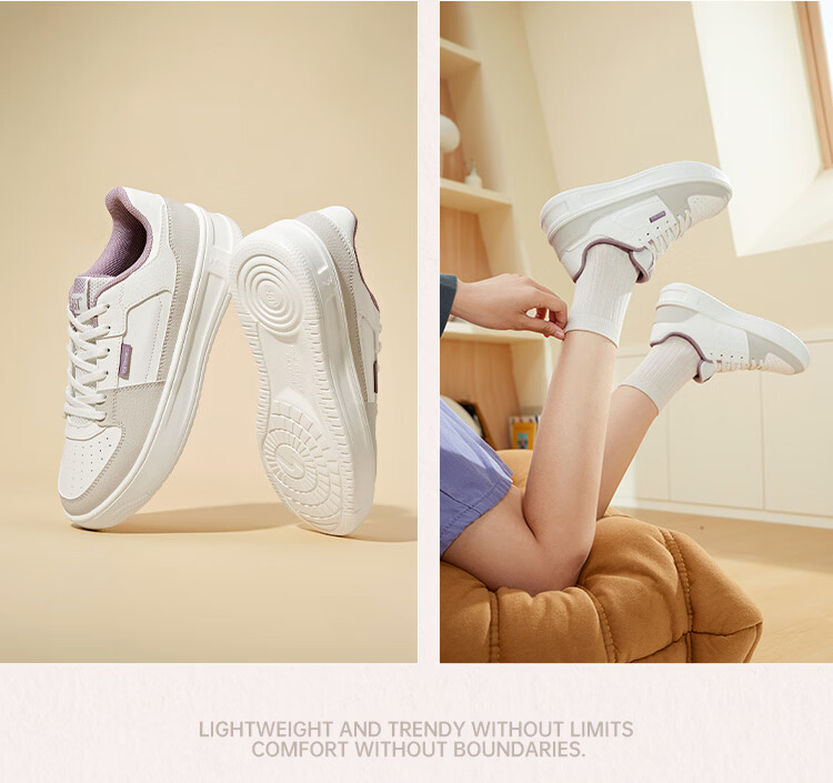 361° Qinghe 2 New Trendy Platform Leather Casual Sneakers Women's White Shoes 682636618-4 32
