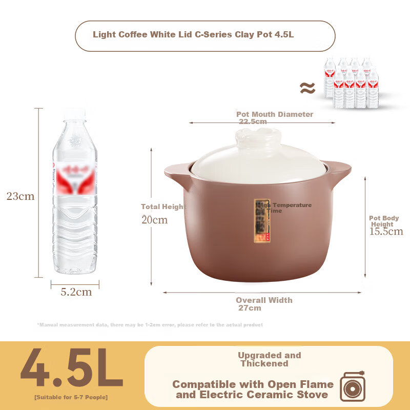 Royalstar Ceramic Casserole Pot 4.5L High-Temperature Resistant Soup Stew Pot Wide Mouth Gas Stove Compatible