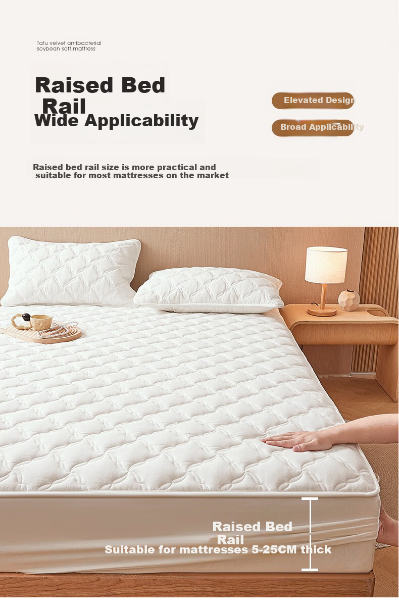 Wuyinliangpin Class A Quilted Fitted Sheet, Single Piece, 1.2x2 Meter Bed Cover Mattress Cover, Fully Enclosed Fitted Sheet, Beige 4