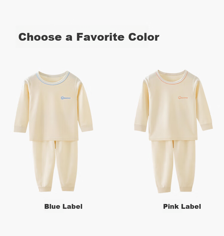 Hodo Kids Children's Autumn Cotton Thermal Underwear Set Long Sleeve Round Neck Pink Label 120 11