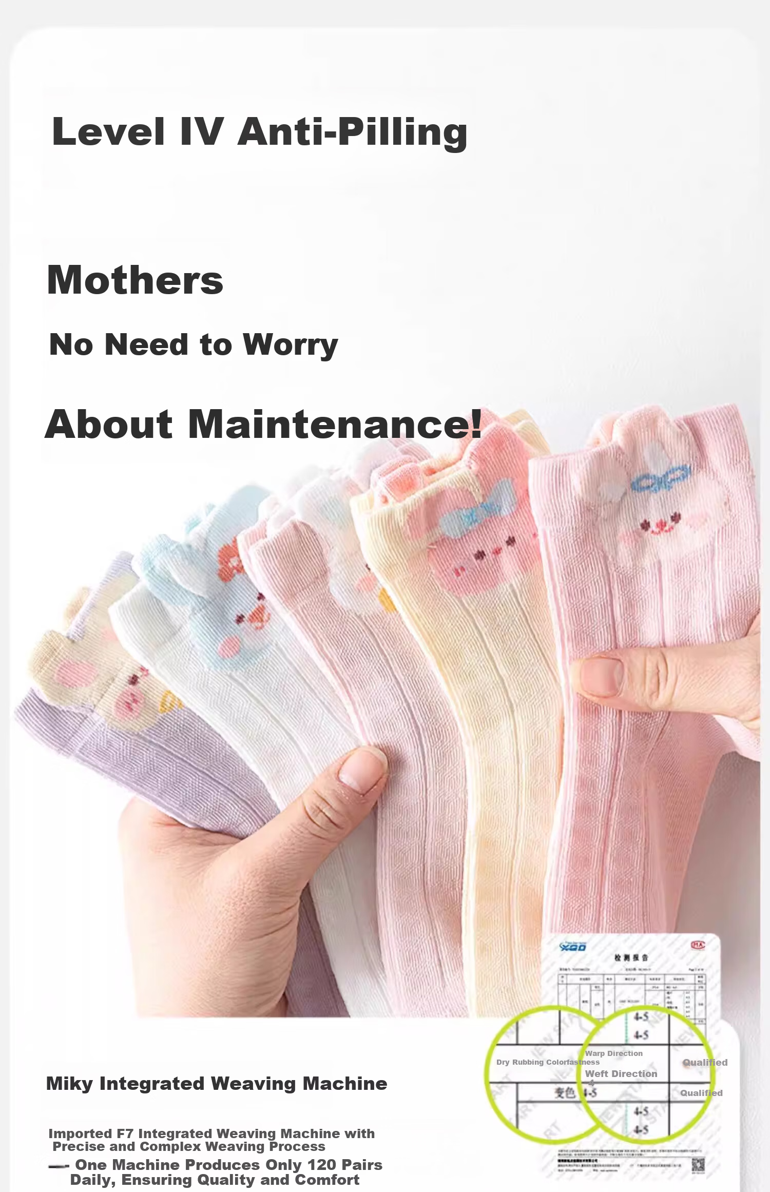 Mianqixiong Girls' Cotton Socks Spring Summer Thin Breathable Mesh Mid-Calf Baby Children's Socks 8