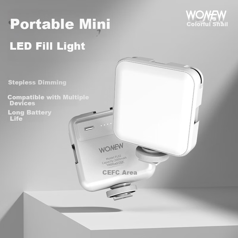 Wonew Mini Portable Photography Fill Light LED FL02 White Cool Warm for Photo, Live Streaming, Mobile Selfie, Camera, DSLR Indoor Pocket Tofu Portable Light 3