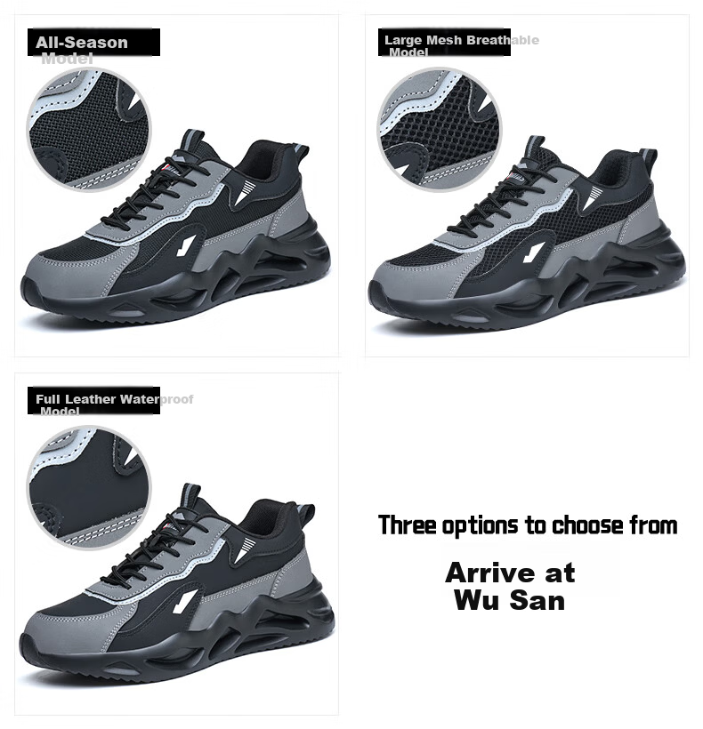 SONTAS Men's Summer Breathable Safety Shoes Steel Toe Anti-Smash Anti-Puncture Steel Plate Lightweight Work Construction Insulated Soft Sole Fleece Lined Warm Cold Resistant Size 39 1