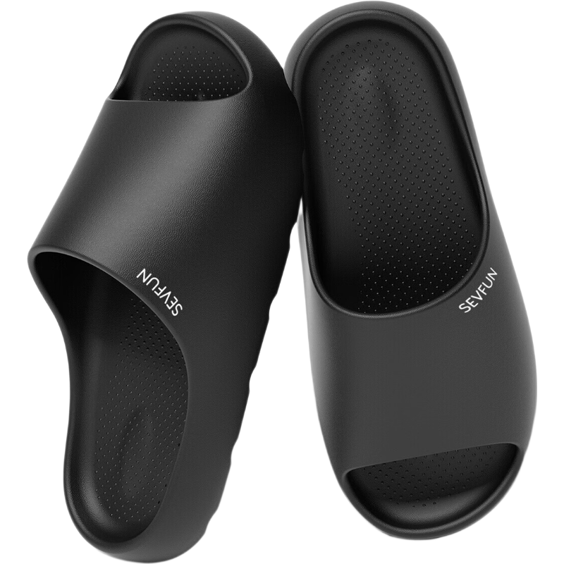 Seven-Color Spun Men's Summer Outdoor EVA Thick-Soled Wear-Resistant Shower Non-Slip Large Size Couple Women's Black Slippers Size 42-43