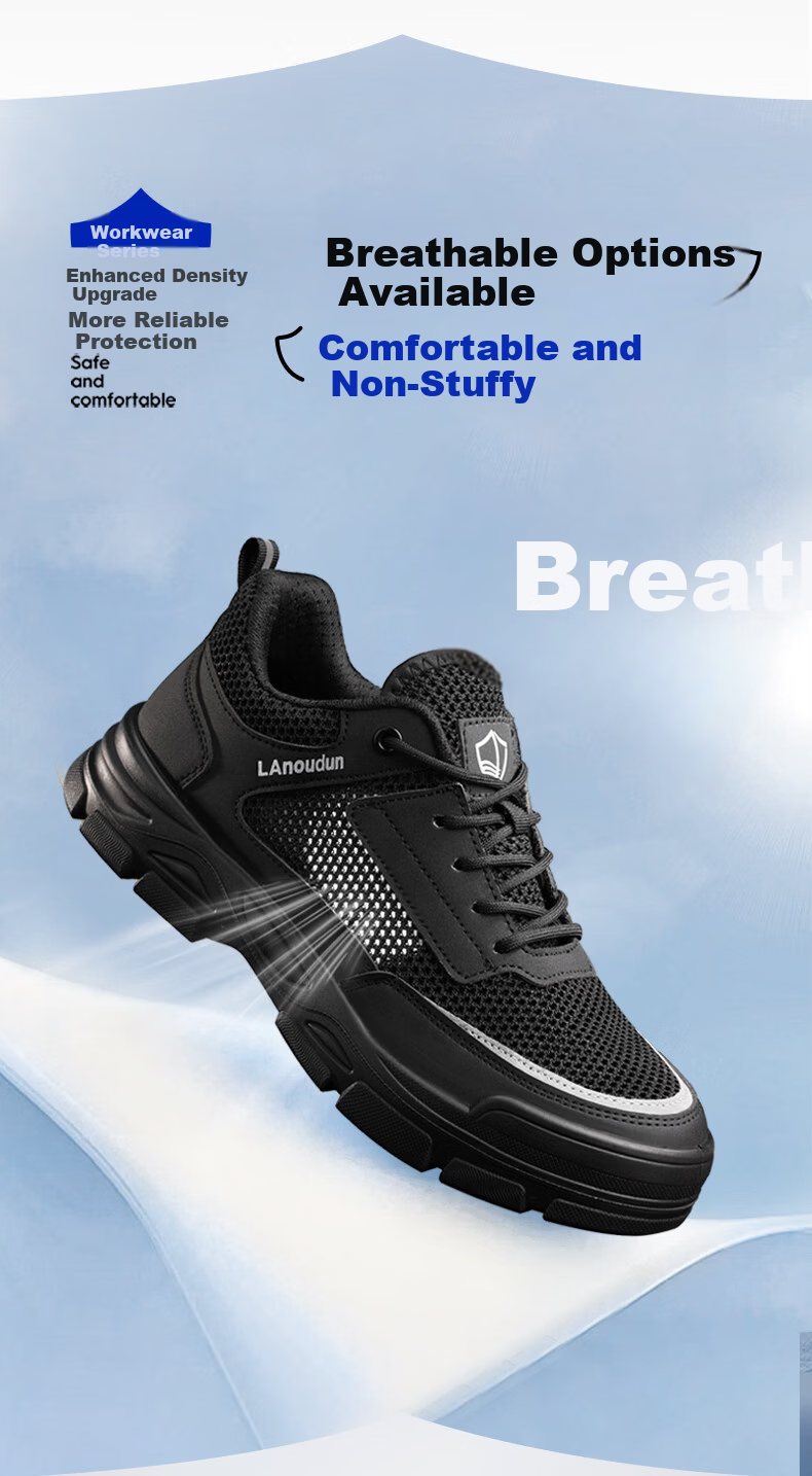 BlueOwl Shield Men's Summer Breathable Lightweight Comfortable Anti-Smash Anti-Puncture Steel Toe Safety Work Shoes DL216 Size 42 4