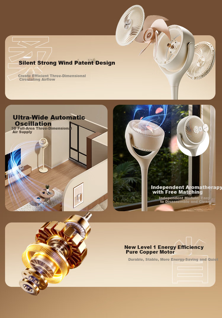 GREE [Zhi Feng Zhe Se Youth Edition] First-Class Energy Efficiency DC Inverter Quiet Energy-Saving Ultra-Quiet Air Circulator Fan Home Remote Control Air Purifier Floor Fa 4