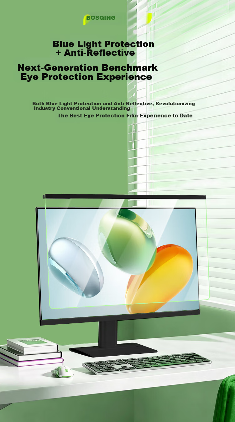 BOSQING Ophthalmology Center Certified Blue Light Blocking Computer Screen Protector Eye Protection Screen Film Hanging Anti-Glare Radiation Shield for 14-Inch Laptop Monitor 6