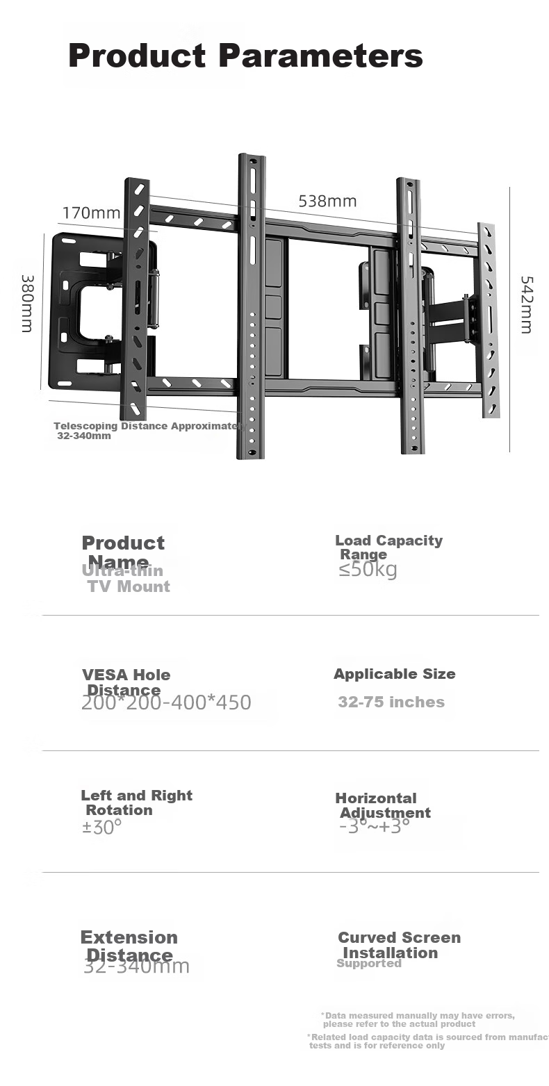 Behind Hero 32-75 Inch Eight-Arm Telescopic Rotating Ultra-Thin Inset TV Wall Mount Bracket Universal TV Mount for Hisense, Skyworth, Konka, Changhong, etc. 10