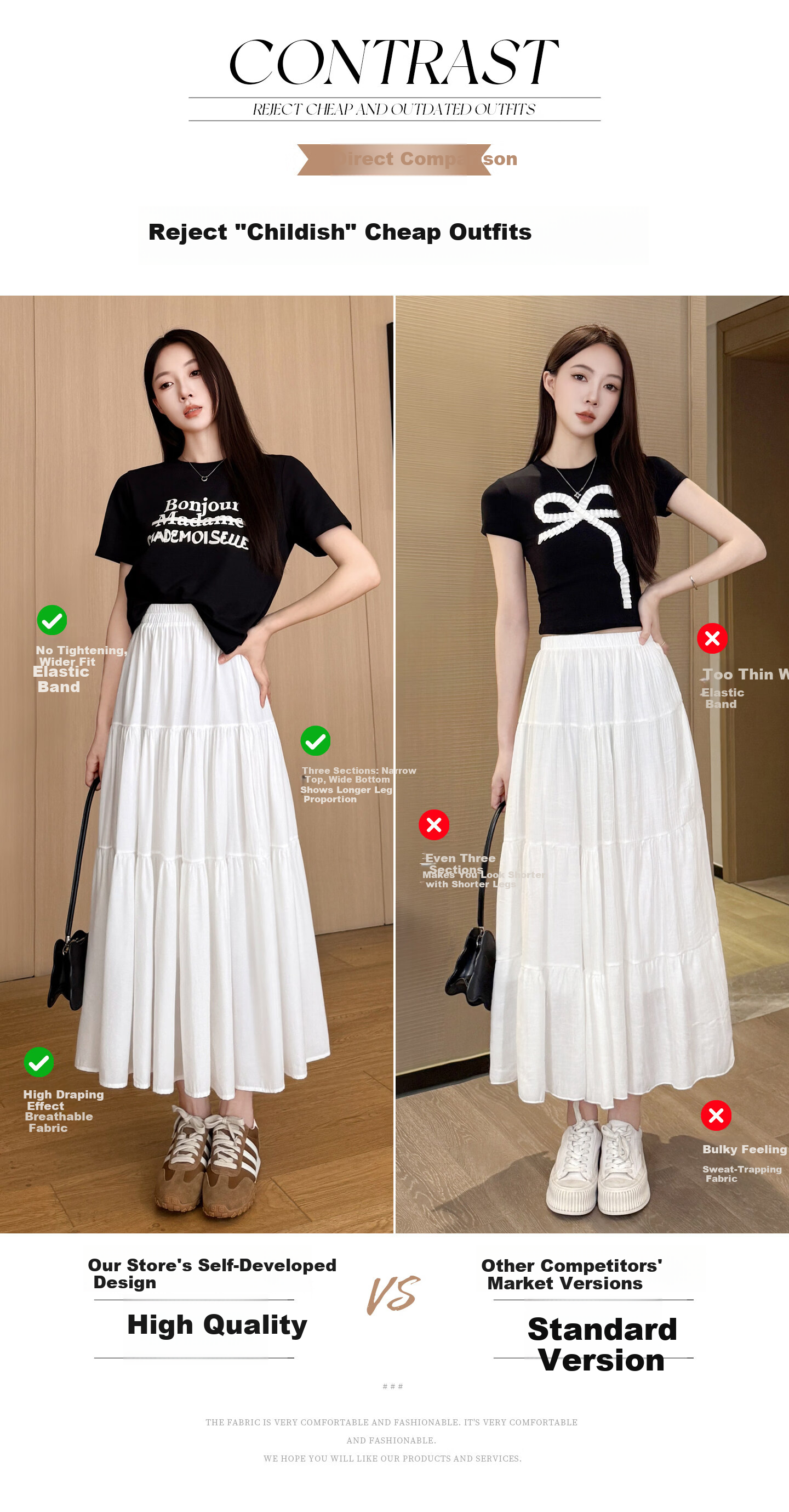 Yishang White High-Waist Slimming A-Line Midi Skirt Women Spring Summer 2026 New French Style Petite Cake Skirt 14
