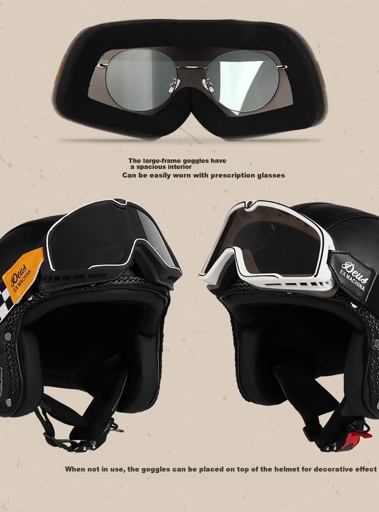 VGV 3C Certified Motorcycle Helmet, Summer Electric Bike Half Helmet, Retro Three-Quarter Helmet, Black And Gray, XL 11