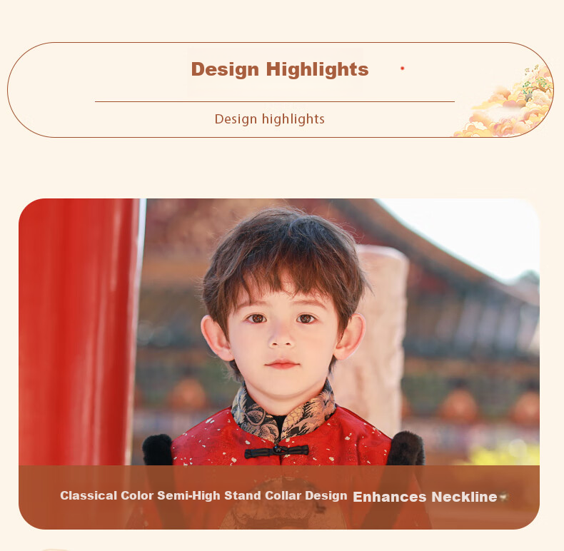 Romon Tang Suit Boys Hanfu Dragon Year New Year Outfit Children's Chinese Style Performance Costume Bright Red [Top Only] 110 7