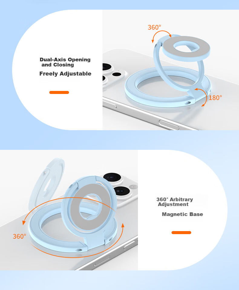 JOWOYE Magnetic Ring Holder Stand for iPhone Magsafe 360° Rotatable Portable Foldable Ultra-thin Magnetic Stand Compatible with iPhone 16 Pro Huawei Xiaomi Android 6