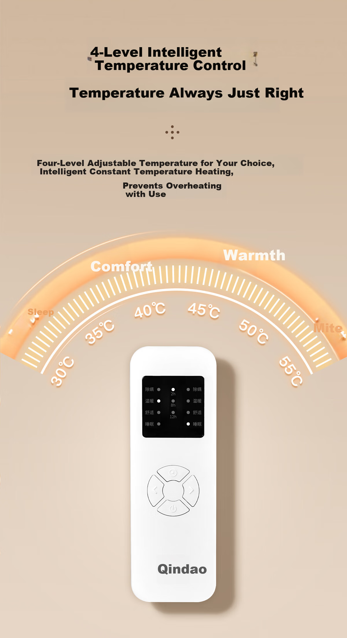 Qindao High-Temperature Power-Off Safety Double Control Double Electric Heating Blanket for Home 2.0*1.8m 7
