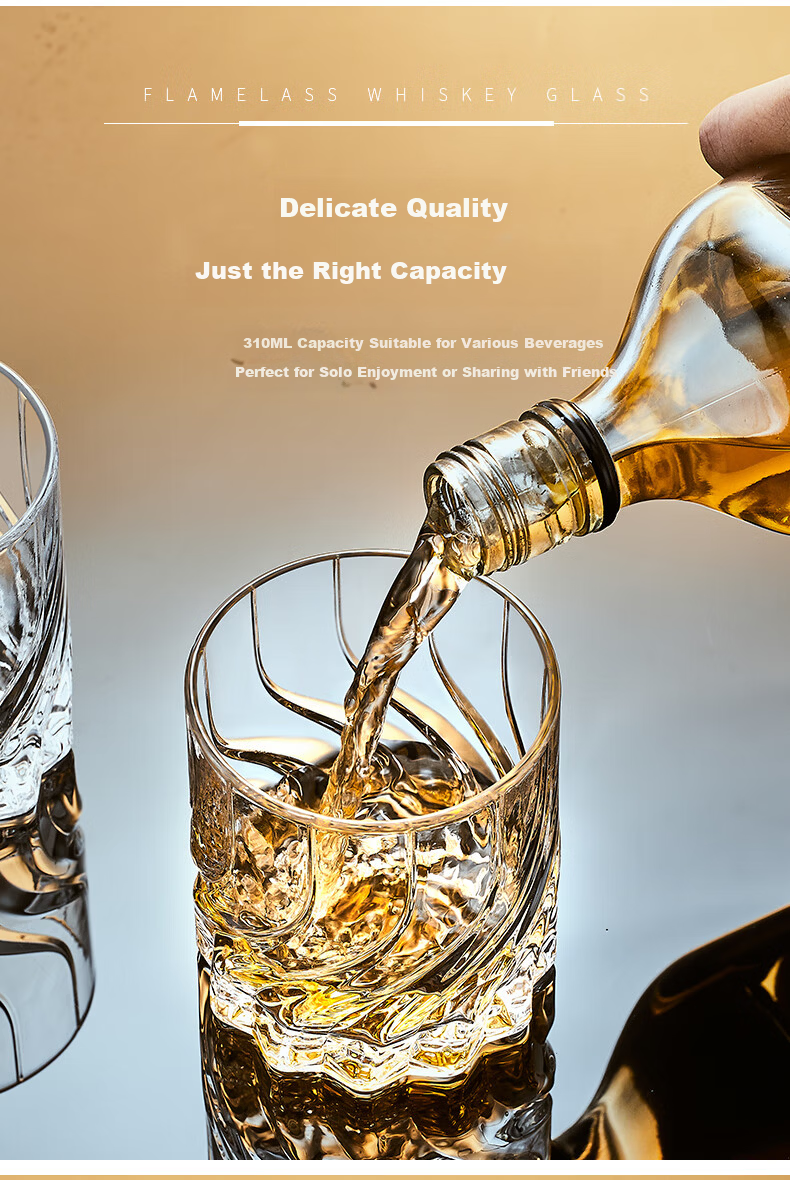 Circle Joy Thickened European Style Glass Whiskey Tumblers Set of 6 7