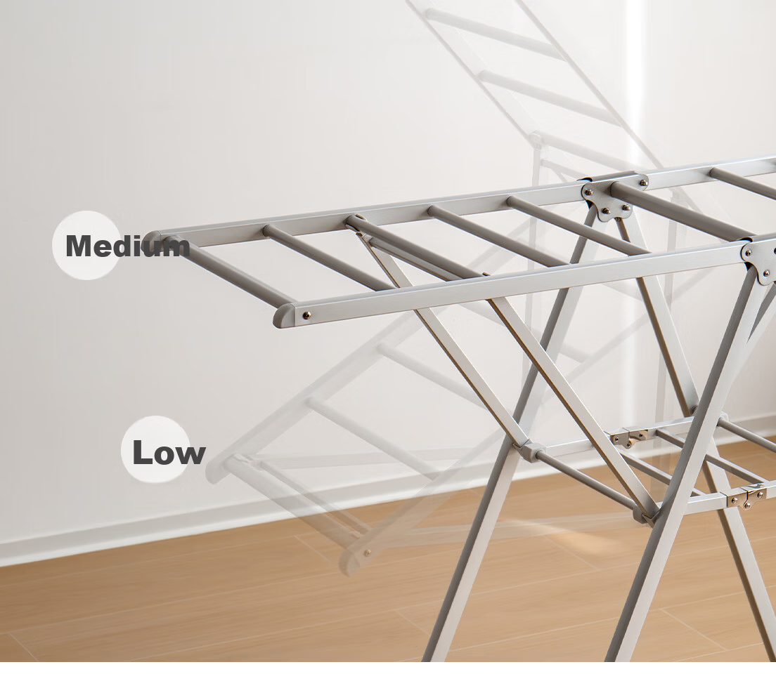 Lazy Corner Small Foldable Clothes Drying Rack Balcony Floor-Standing Aluminum Alloy Clothes Hanger Silver 7