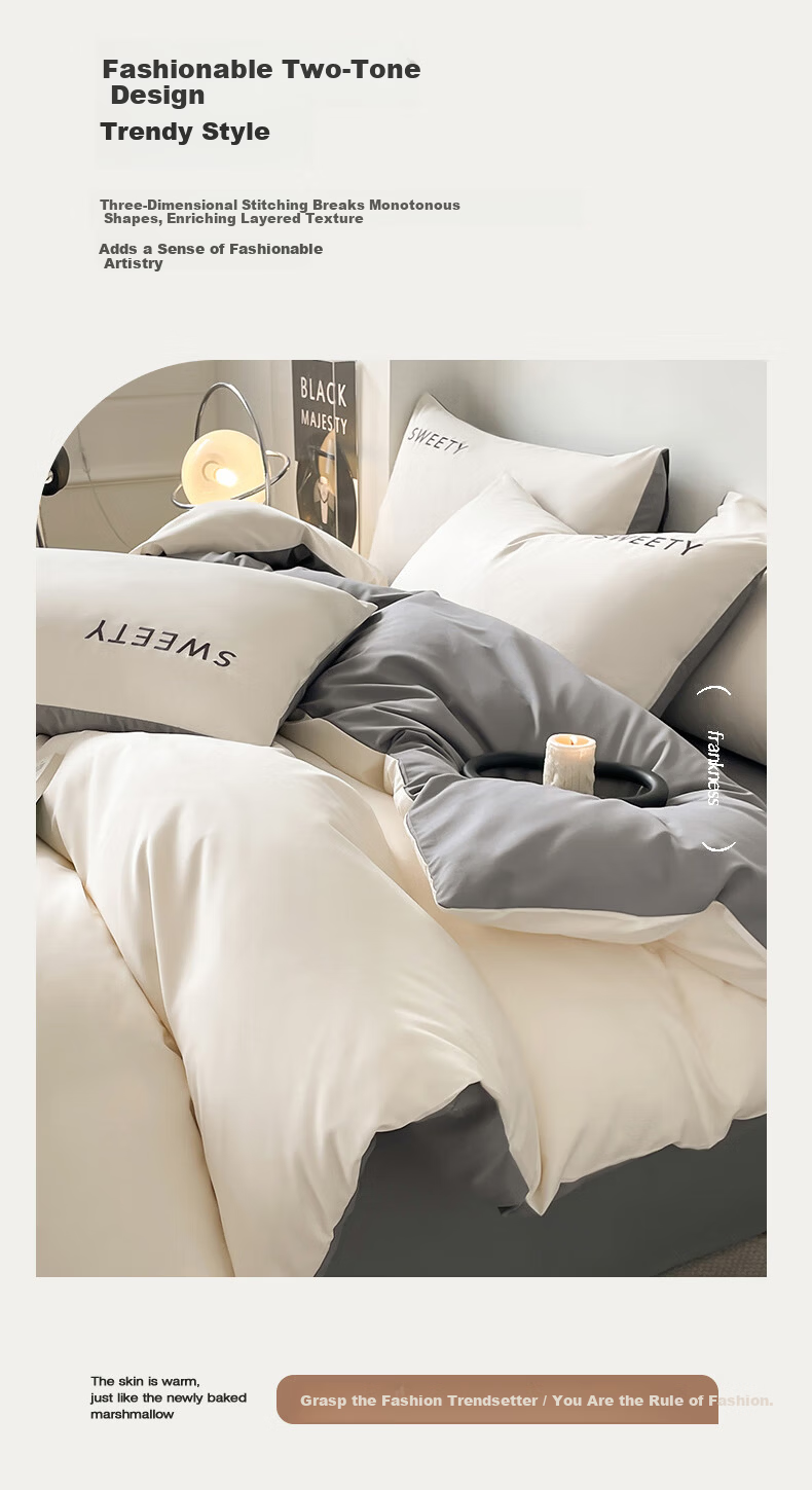 AVIVI Class A Washed Cotton Embroidered Duvet Cover Single Dormitory Single Bed Quilt Cover 150x200 Clear Sky White 6