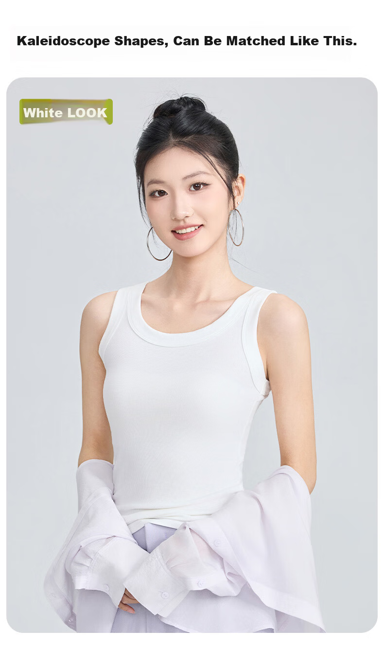 GUJIN Women's Round Neck Camisole Vest 2026 New Summer Slim Fit Sleeveless Solid Color Base Shirt 11