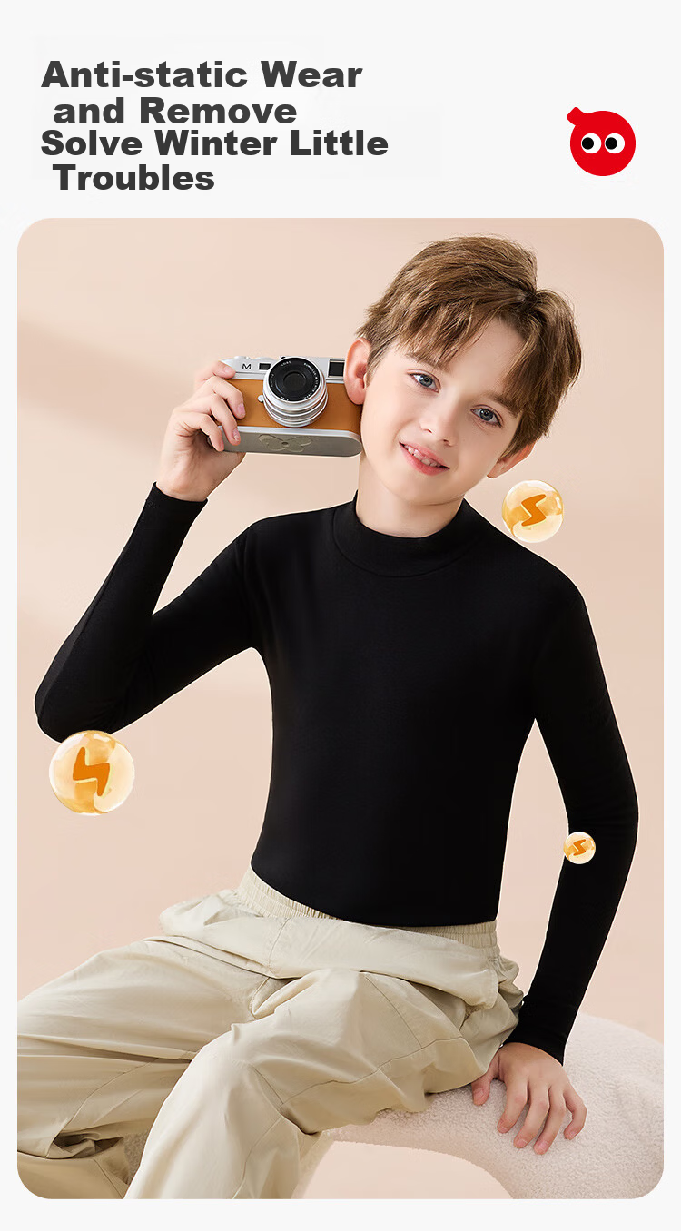 Hodo Children's Thermal Skin-Friendly Base Shirt Boys Girls Warm Underwear Autumn Winter New Thickened Thermal Top for Older Kids 8