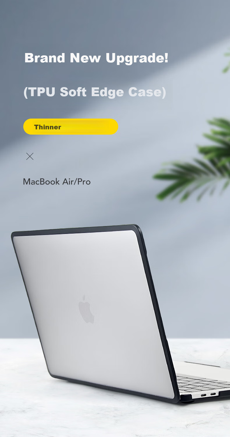DiYiGongFang Compatible with Apple Laptop Protective Case, Macbook Air 13/13.6 Inch M5/M4/M3/M2 Ultra-Thin Protective Cover, Silicone Upgraded TPU Soft Edge Outer Shell 1