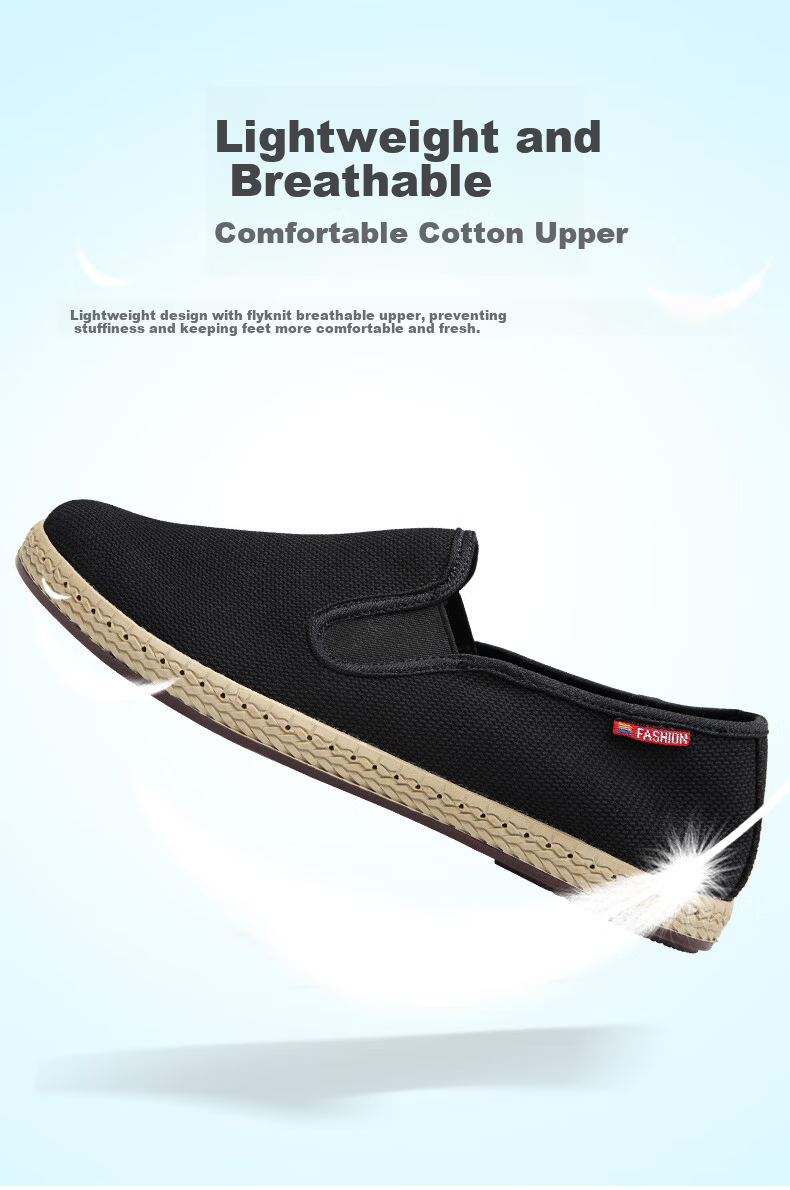BUS HEYUAN Traditional Beijing Cloth Shoes for Men, Breathable Comfortable Middle-Aged And Elderly Dad Shoes 81X-9601 Black Size 40 6