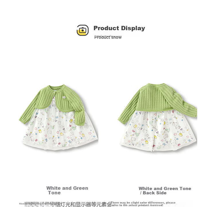 Balabala Kids Baby Girls Outfit Infant Dress Knitwear Two-Piece Set Artistic Sweet Lively Cute 6