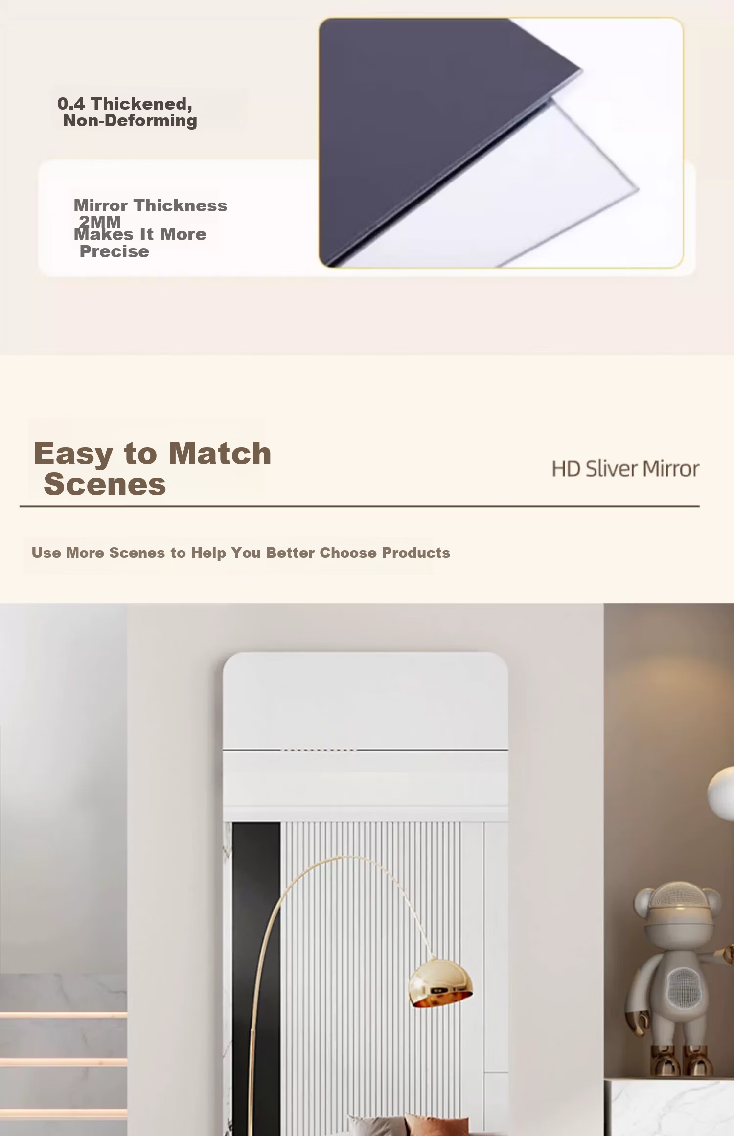 Yimo Acrylic Soft Mirror Wall Sticker Self-Adhesive Full-Length Dressing Mirror No Drilling Home Use HD Mirror 30*120cm 8
