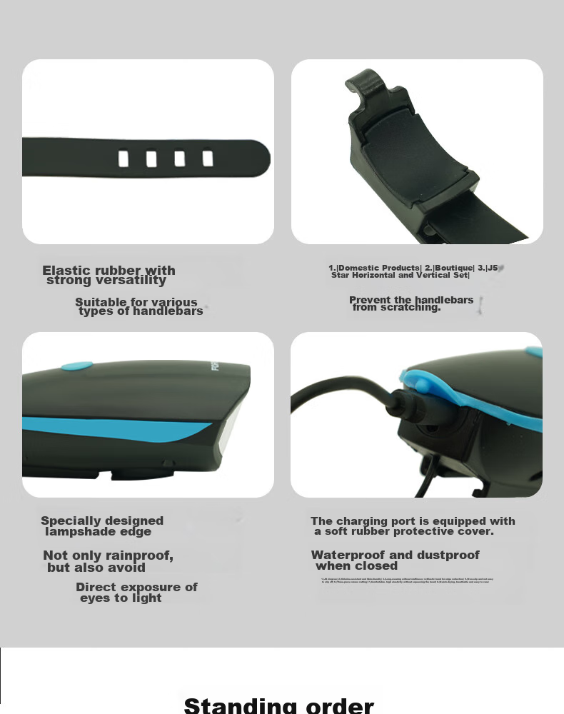 FOREVER Bicycle Front Light Two-In Night Riding Light with Bell, High Brightness Bike Light + Horn Battery Model 10