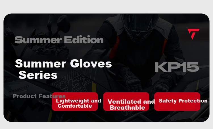 TKNE Summer Motorcycle Gloves Thin Off-Road Riding Anti-Fall Breathable Touchscreen Protective Rider Gear Black L 1