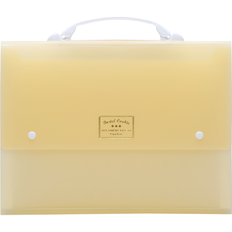 KOKUYO A4 Handheld Accordion File Folder, Light Color Cookie Design, 12 Layers, 13 Pockets, Leak-Proof Hidden Clasp, Horizontal Style, PP Material, Exam Season Storage, Back-To Season, with Handle