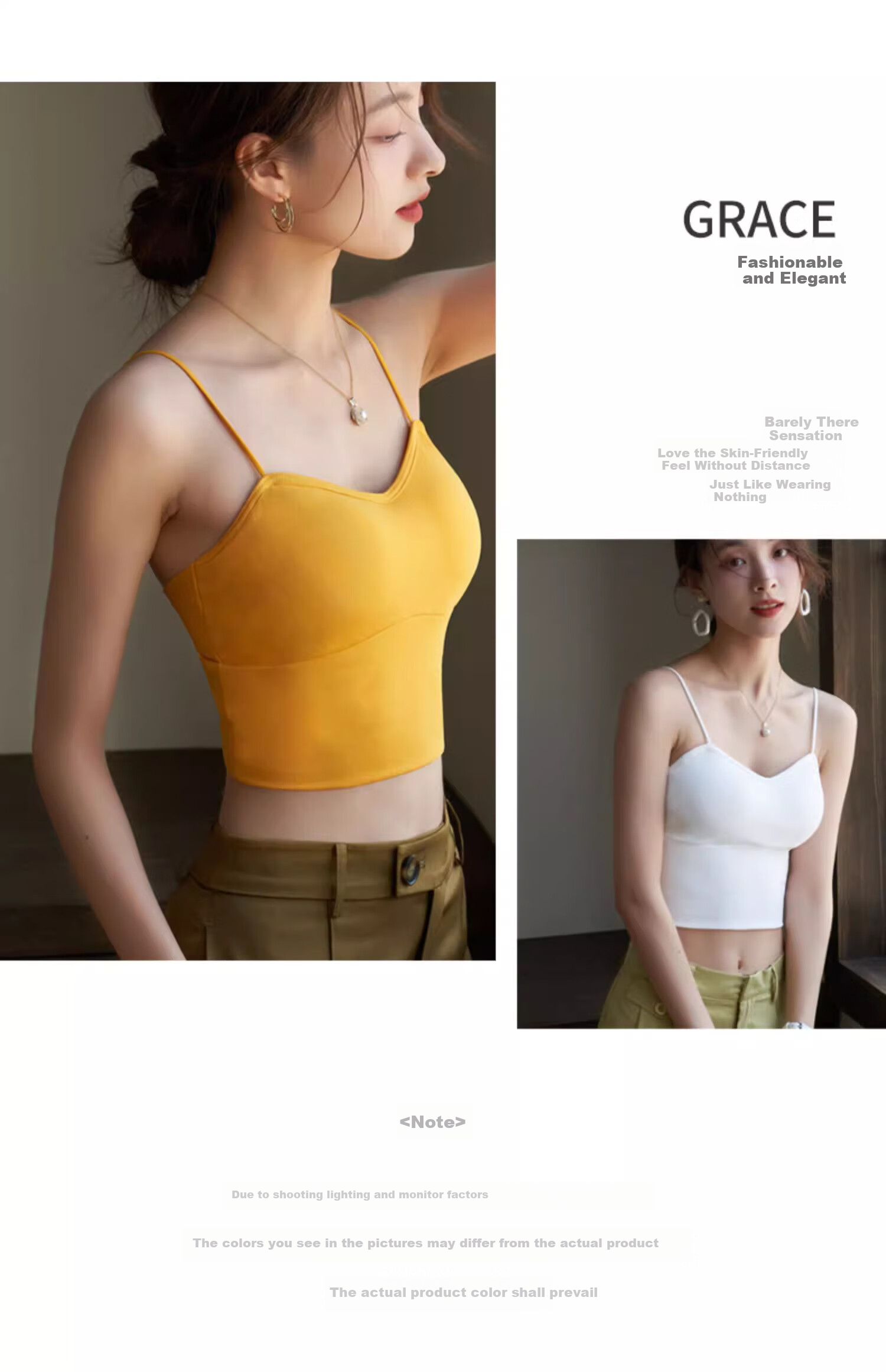 NOMe Women's Summer Vest Tank Top with Integrated Cup, V-Neck, Cropped, Outerwear and Inner Layer, Ginger Yellow, XL 27