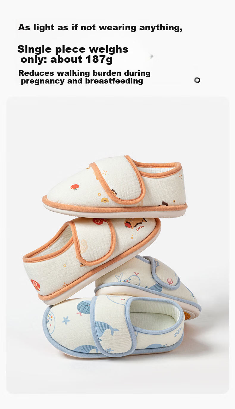 Puxi Maternity Postpartum Shoes Spring Summer Closed Heel Thin Non-slip Odor-resistant Skin-friendly Comfortable Closed Toe Slippers Orange White Size 40-41 8
