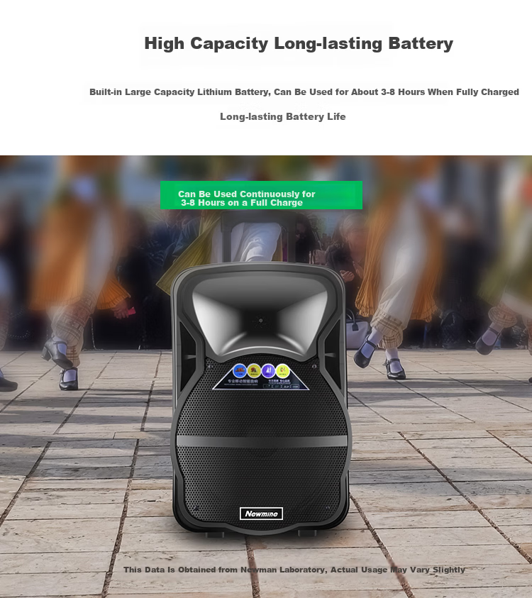 Newmine N539, 15-Inch Square Dance Bluetooth Speaker, High-Power Outdoor Portable Trolley, Home Karaoke, Large Volume Wireless Speaker, Long Battery Life, Dual Microphones, 29 Speakers 9