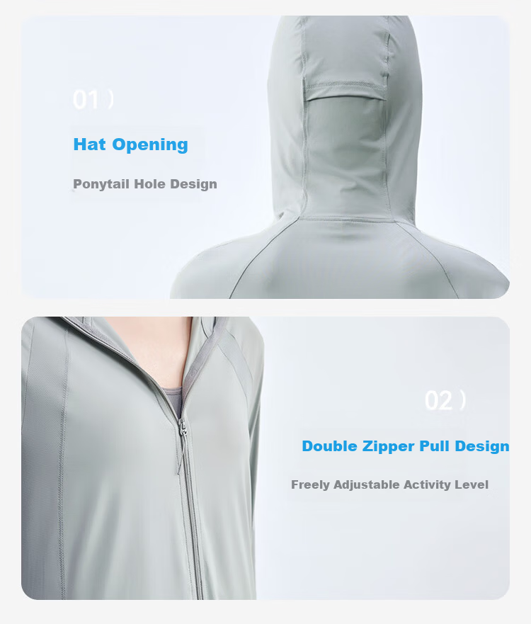 JD Jingzao Women's Long Sun Protection Jacket New Breathable Ice Silk Cooling UV Protection Coat Full Body Sunproof Clothing Gray M 10