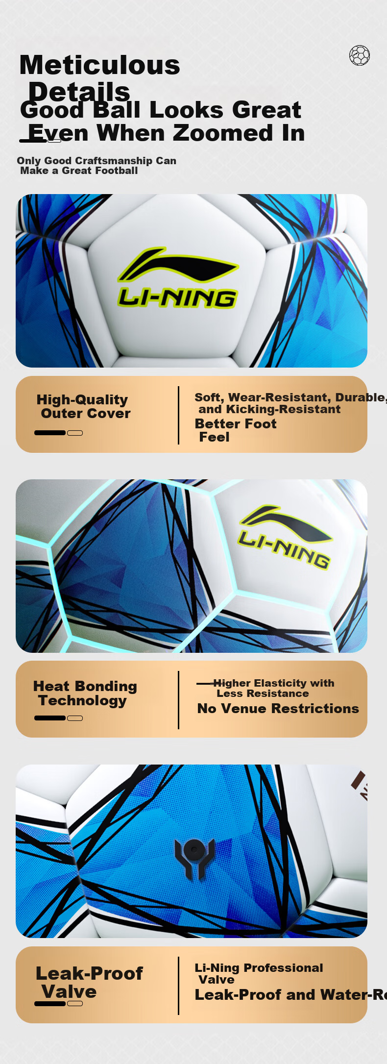 Li-Ning Football Size 4 for Children, Primary and Middle School Students, Ages 3-12, Standard Match and Training Youth Soccer Ball 9