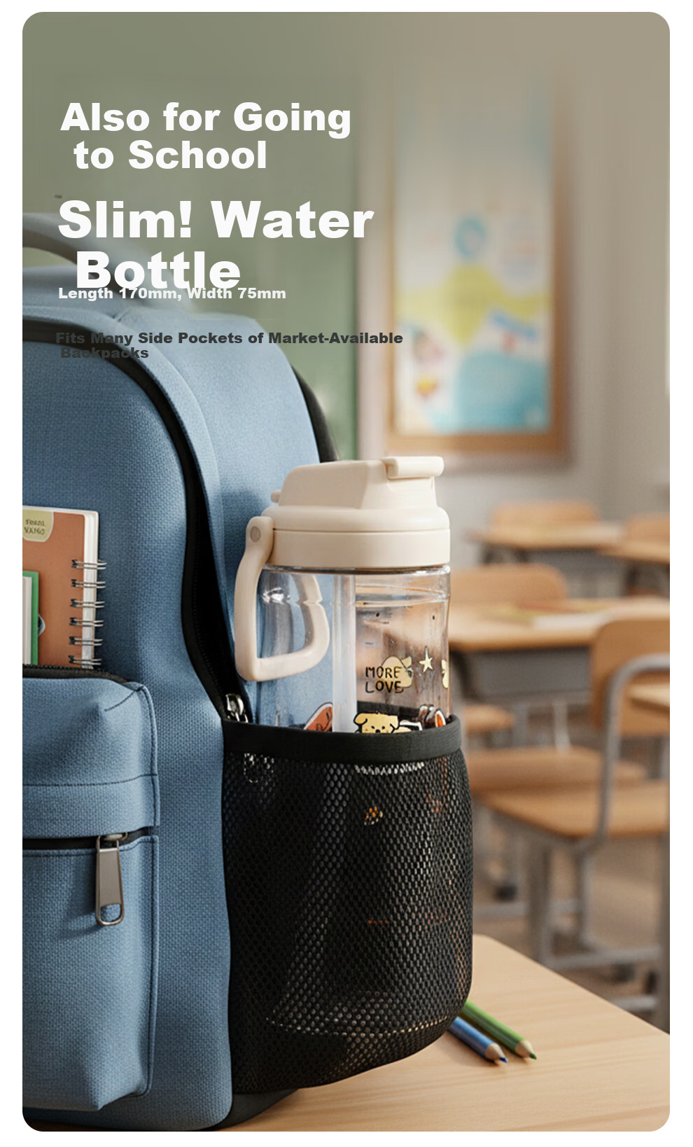 Lock&Lock Kids Water Bottle 6-12 Years Summer Straw Cup Student School Portable Tritan Bottle 8
